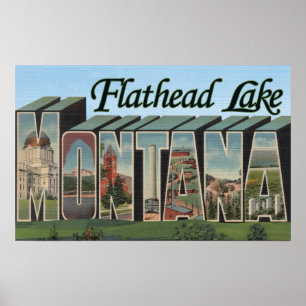 Flathead Lake, Montana - Grote lettertjes Poster