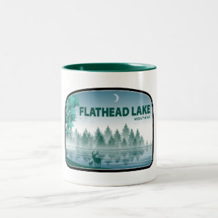 Flathead Lake Montana Herten Tweekleurige Koffiemok