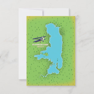 Flathead Lake Montana USA kaart reisposter.