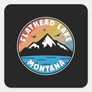 Flathead Lake - Vintage Montana Vierkante Sticker