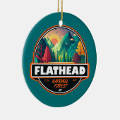 Flathead National Forest Montana Emblem Keramisch Ornament (Rechts)
