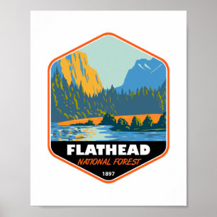 Flathead National Forest Montana Emblem Poster