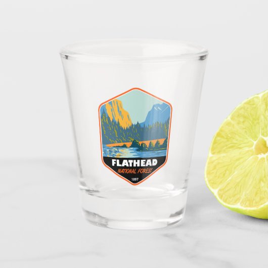 Flathead National Forest Montana Emblem Shot Glas (Voorkant)