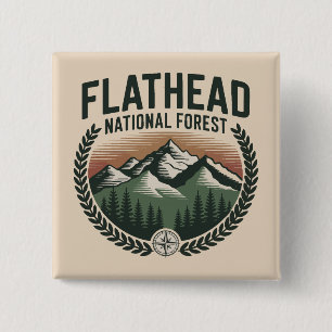 Flathead National Forest Montana Wilderness Vierkante Button 5,1 Cm
