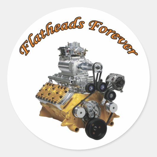 Flatheads Forever Ronde Sticker (Voorkant)