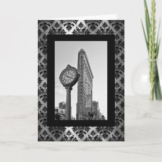Flatiron Building and Clock in Black and White 2 Kaart (Voorkant)
