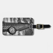 Flatiron Building and Clock in Black and White Bagagelabel (Voorkant horizontaal)