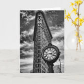 Flatiron Building and Clock in Black and White Kaart (Gele Bloem)