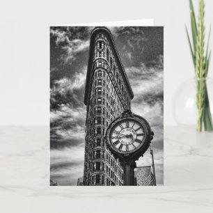 Flatiron Building and Clock in Black and White Kaart