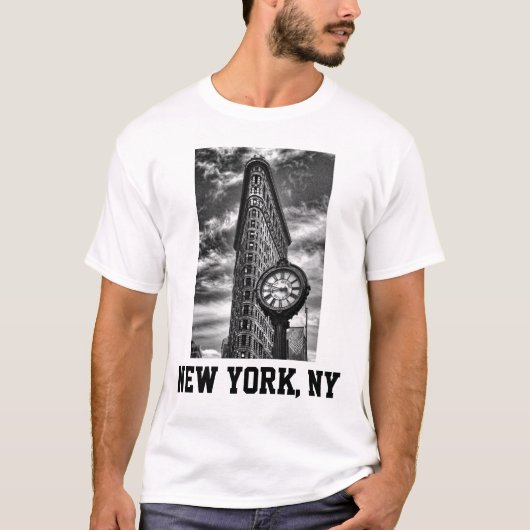 Flatiron Building and Clock in Black and White T-shirt (Voorkant)
