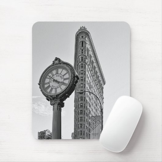 Flatiron Building and Clock in Black White #2 Muismat (Met muis)