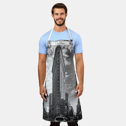 Flatiron Building met Clouds Black en White Schort (Gedragen)