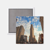 Flatiron Building NYC, breed Uitzicht, Puffy Cloud Magneet (Voorkant / Achterkant)