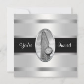 Flatiron Building White Silver BW Party Invitation (Devant)