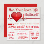 Flatlining Heart Graph Anti-Valentijnsdag Invite Kaart (Voorkant / Achterkant)