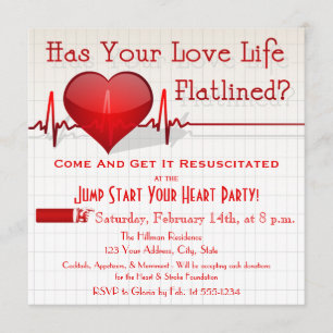 Flatlining Heart Graph Anti-Valentijnsdag Invite Kaart