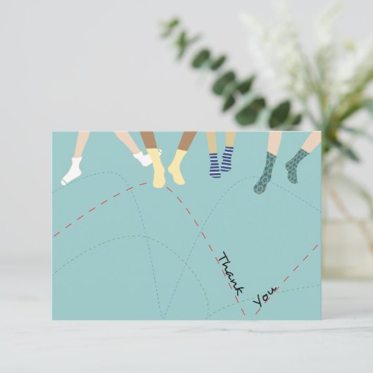 Flatte van de Partij van de Stof Dank u Bedankkaart (Staand voorkant)