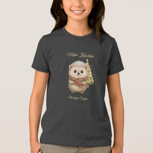 Flauschiger Niko Igel Weihnachten Design Tri-Blend Shirt (Voorkant)