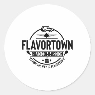Flavortown Mannen en Dames Foodies Gift T - shirts Ronde Sticker