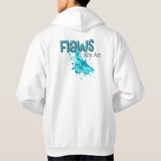 Flaws Are Art – Inspirational Abstract Splash Blue Hoodie (Achterkant)