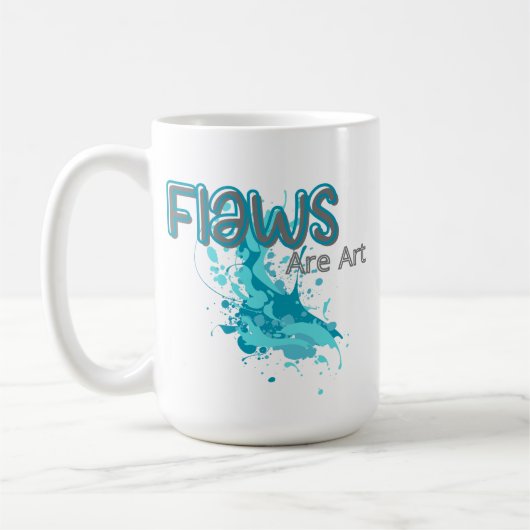Flaws Are Art – Inspirational Abstract Splash Blue Koffiemok (Links)