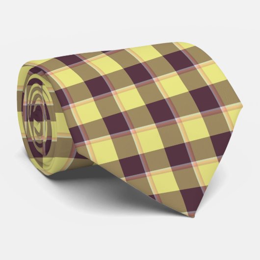 Flax and Livid Brown Plaid Neck Tie Stropdas (Opgerold)