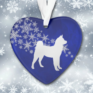 Fléau de neige en argent bleu Akita Chien