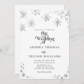 Fléau de neige en argent | Invitations de mariage (Devant / Derrière)