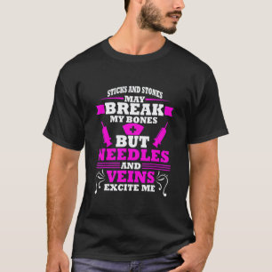Flebotomie Verpleegster Lab Tech Prikken Stenen T-shirt