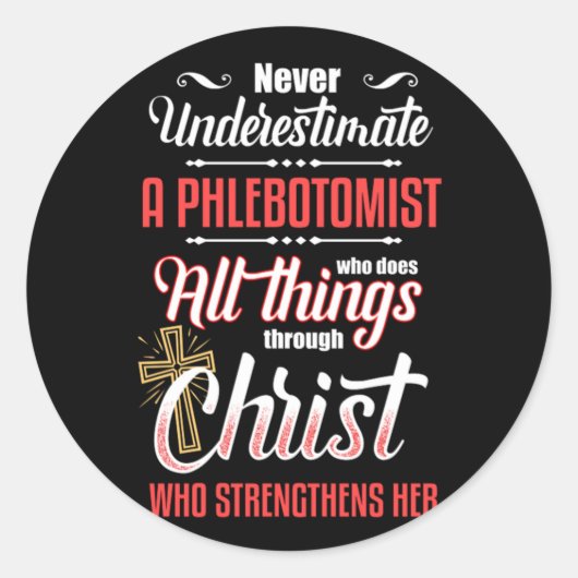 Flebotomist Jezus Phlebotomie Bloedgift Ronde Sticker (Voorkant)