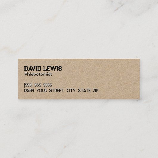Flebotomist Kraft Mini Visitekaartje (Achterkant)