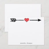 Flèche avec la carte de remerciement de Red Heart (Devant / Derrière)