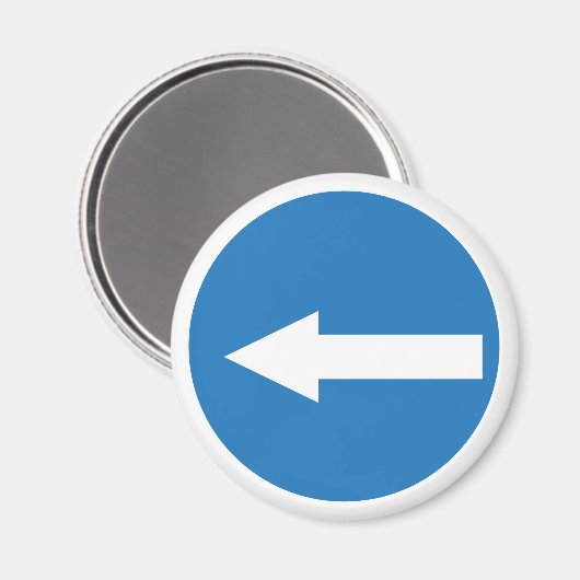 Flèche bleue gauche | Signal routier | Magnet (Recto/Verso)