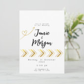 Flèche de coeur brillante or Faire-part de mariage (Debout devant)