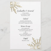 Flèche de neige en or sur le menu de mariage blanc (Devant)