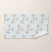 Flèche de neige en or sur Motif de Noël bleu givré (Serviette à main)