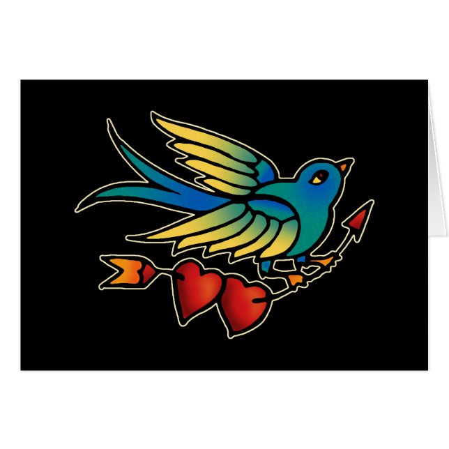 Flèche d'oiseaux et Coeurs (Devant horizontal)