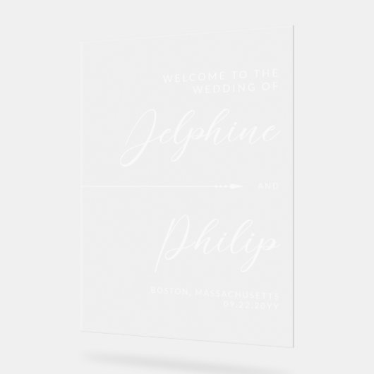 Flèche lisse et Mariage de script blanc Bienvenue (Angle)