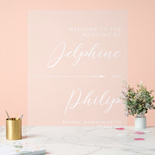 Flèche lisse et Mariage de script blanc Bienvenue (Mariage)