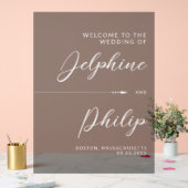 Flèche lisse Noir Blanc Script Mariage Bienvenue (Mariage)