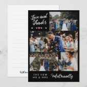 Flèche noire rose Photo Collage Amour Merci Mariag (Devant / Derrière)