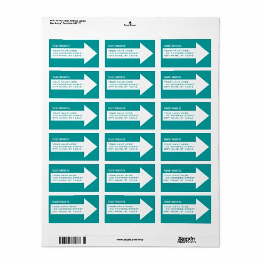 Flèche vers le Étiquette de adresse de transfert (Feuille entière)
