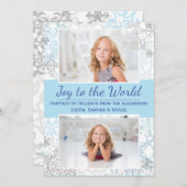 Flèches blanches/bleues 2 Photos - Carte de Noël (Devant / Derrière)