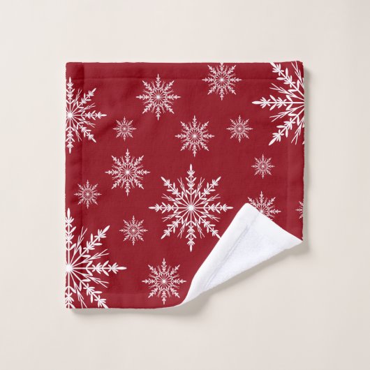 Flèches blanches d'hiver sur rouge (Gant de toilette)