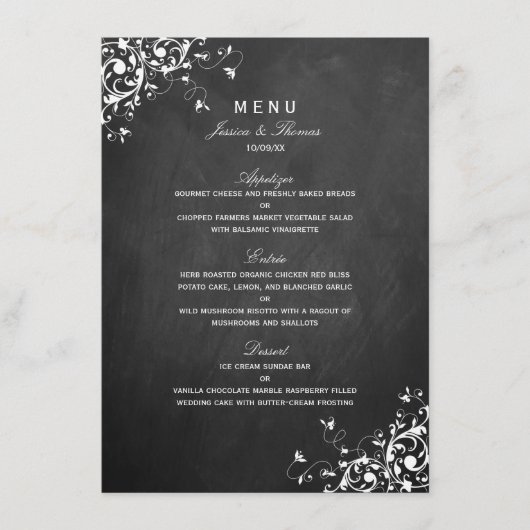 Flèches blanches sur le menu Mariage du tableau de (Devant)