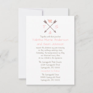 Flèches Cœur Rose - Invitation Mariage & Réception