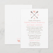 Flèches Cœur Rose - Invitation Mariage & Réception (Devant / Derrière)