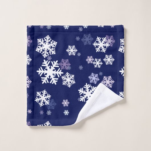 Flèches de neige bleues et blanches sur fond bleu  (Gant de toilette)