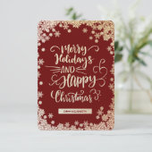 Flèches de neige dorées photo rouge Noël Carte de  (Debout devant)