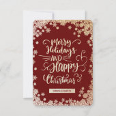 Flèches de neige dorées photo rouge Noël Carte de  (Devant)